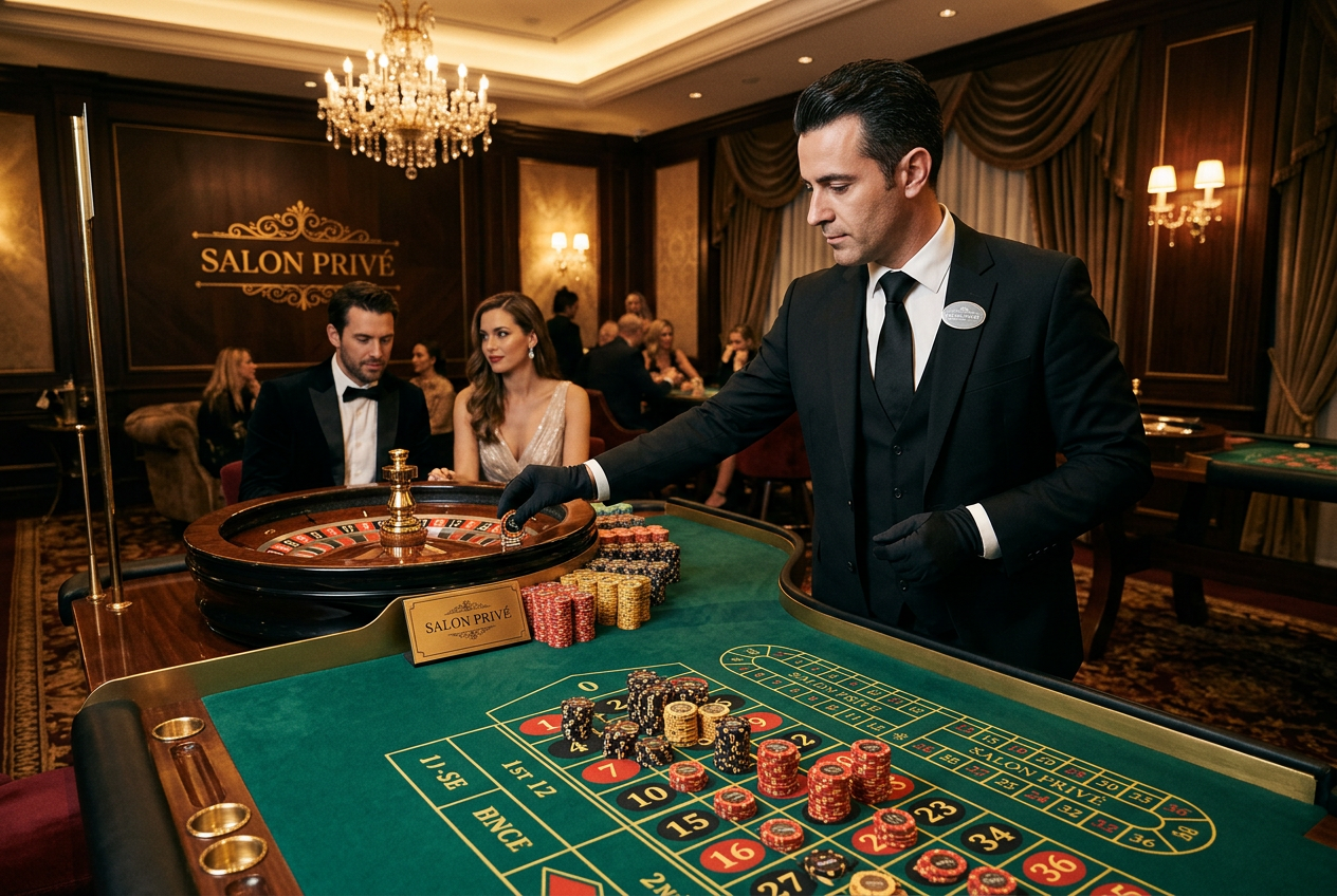 Exclusive VIP Roulette table with premium croupier and high stake chips